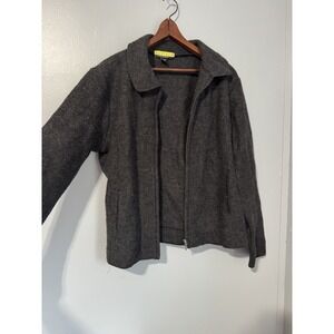 Ashley B Women's 100% Wool Zip Up Grey Jacket Size Large
